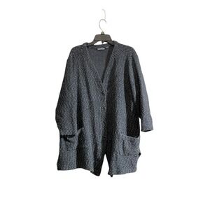 Susan Graver Sweater cardigan light jacket 3X button Gray Casual Comfy Chunky